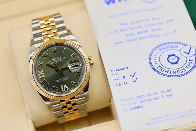 Rolex Datejust steel & 18ct yellow gold36mm Green Roman Numeral Dial 126233