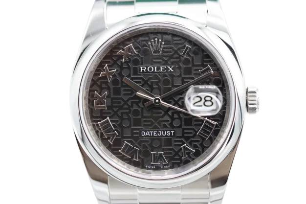 Rolex Datejust Black Roman Numeral Dial Stainless Steel 36mm 116200