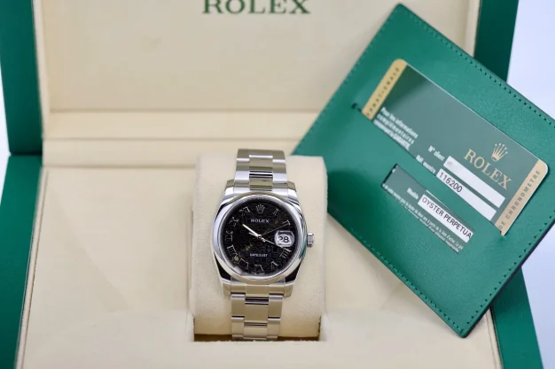 Rolex Datejust Black Roman Numeral Dial Stainless Steel 36mm 116200